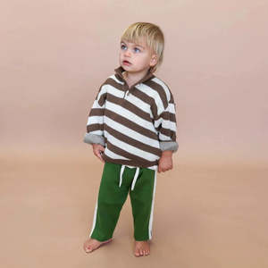 Tops: Button Up Diagonal Stripe Pull Over - Espresso