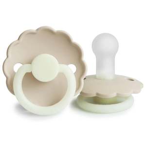 Dummies Teethers: Daisy Cream Night Natural Rubber Pacifier 2 Pack -  6-18 Months