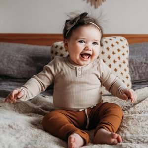 Ribbed Cotton Leggings - Vintage Gold