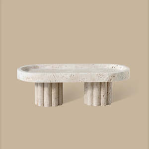 Black Blaze: Column Tray - Oval / Travertine
