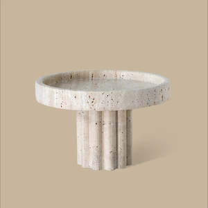 Black Blaze: Column Tray - Round / Travertine