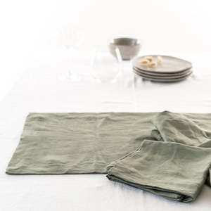Home Lab: 100% FRENCH FLAX LINEN PLACEMAT SET 4 - LICHEN