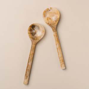 Saarde: Flow Resin Salad Servers - Iced Coffee
