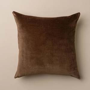 Linen/Velvet Cushion - Chocolate