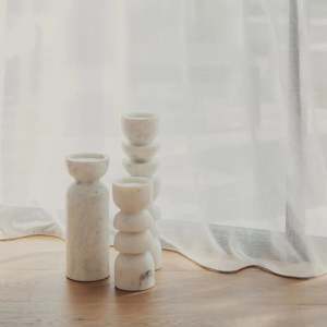 Saarde: Alev Candle Holder Large - White Marble