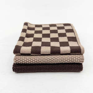 Ecovask: Dishcloth Mixed 3pk - Chocolate Hummus Chequer