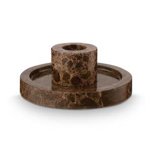 Homeware: Candle Holder Marble Brown 10.2x4cm
