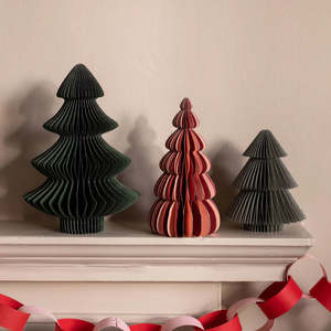 Books Stationery: Paper Christmas Ornament Decorations, Set of 3 - Festive Trees