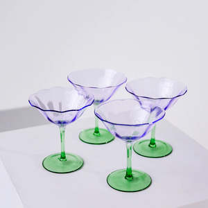 FLEUR COCKTAIL COUPE - SET OF 4 - GREEN/LILAC