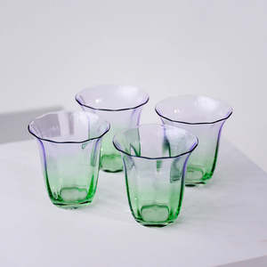 Homeware: FLEUR STEMLESS GLASS - SET OF 4 - GREEN/LILAC