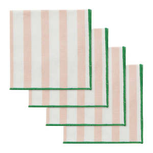 Homeware: LUNA COTTON NAPKINS - PINK/EMERALD - Set of 4