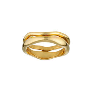 Wave Ring Set - Gold - Size 8