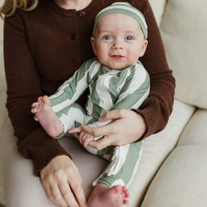 Bamboo Onesies: Sage Stripe Bamboo Onesie