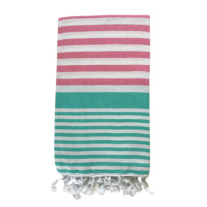 Classic And Sofia Collections: Sofia Turkish Towel Pink Turquoise