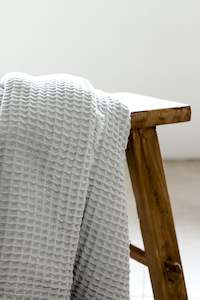Bath Towels: Waffle Bath Towel Pale Grey