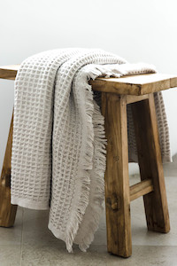 Bath Towels: Waffle Bath Towel Oatmeal