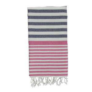 Classic And Sofia Collections: Sofia Turkish Towel  Navy Blue Fuchsia