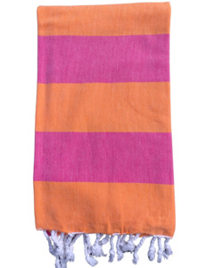 Santorini Towel Coral & Hot Pink