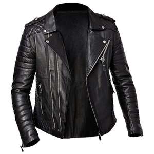Men’s Quilted Black Biker Leather Jacket