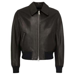 Classic Edge Bomber Leather Jacket For Men