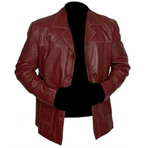 Men’s Maroon Leather Coat