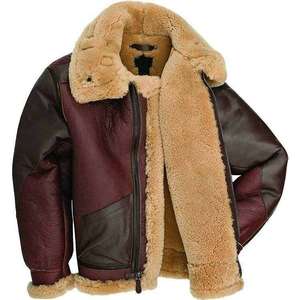 Men Fur Collar Sheepskin Leather Jacket
