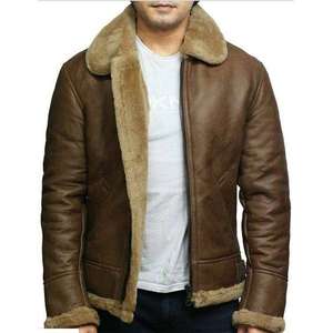 Men’s Fur Collar Shearling Leather Jacket