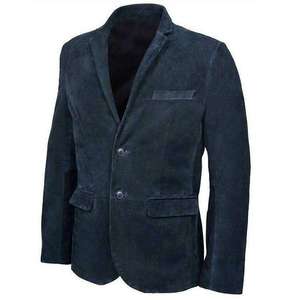 Products: Navy Blue Casual Suede Leather Classic Blazer