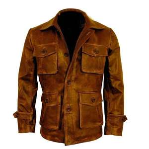 Products: Distressed Brown Shirt Style Collar Coat