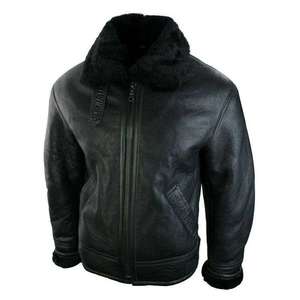 Products: Black Fur Aviator Genuine Leather Jacket