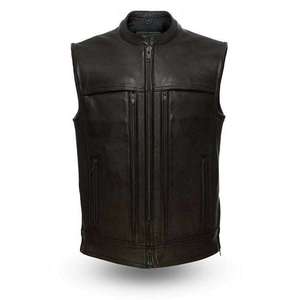 Products: Black Triple Zip Leather Vest