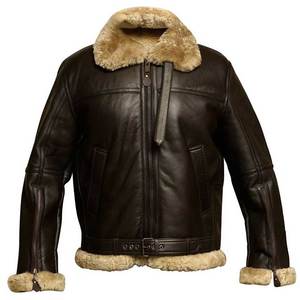 Products: Aviator Zippered Fur Collar Leather Jacket