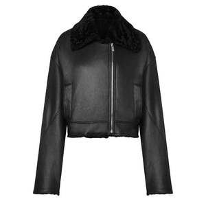 Products: Cropped Fur Leather Jacket For Women