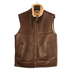 Products: Men’s Brown Biker Genuine Sheepskin Leather Vest
