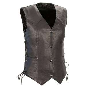 Products: Women Black Leather Vest With Side Lace