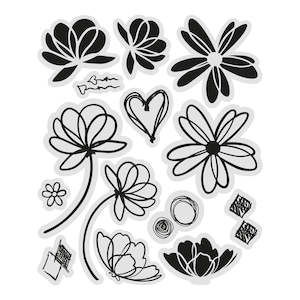 COUTURE CREATIONS ACRYLIC STAMP SET LAYERED FLORALS
