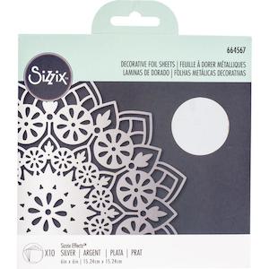 SIZZIX DECORATIVE FOIL SHEETS 6"X6" SILVER