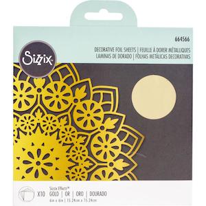 SIZZIX DECORATIVE FOIL SHEETS 6"X6" GOLD