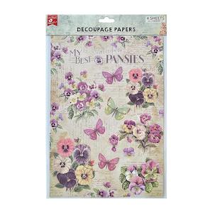 Little Birdie Decoupage Papers Pretty Pansies/pansy Garden