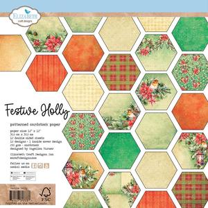 ELIZABETH CRAFTS PAPER COLLECTION PACK FESTIVE HOLLY