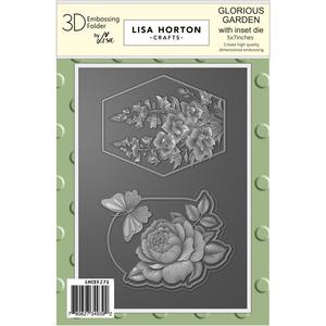 LISA HORTON CRAFTS 3D EMBOSSING FOLDER GLORIOUS GARDEN WITH INSET DIE
