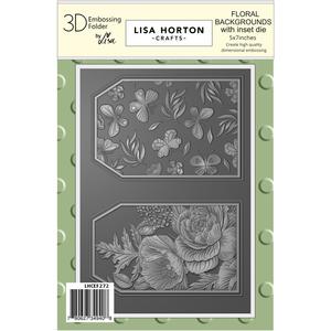 LISA HORTON CRAFTS 3D EMBOSSING FOLDER FLORAL BACKGROUND WITH INSET DIE