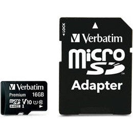 Verbatim Premium microSDHC UHS-I Class 10 Card with Adapter 16GB