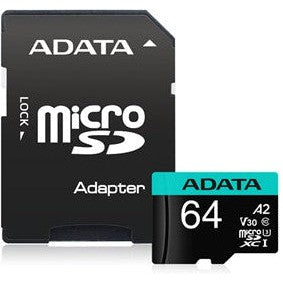 ADATA Premier Pro microSDXC UHS-I U3 A2 V30 Card with Adapter 64GB