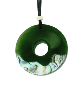 Products: Jade/paua Circle Pendant 30mm