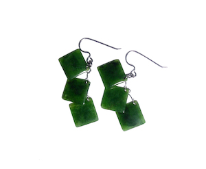 Products: Jade 3 Tiered Square Drop Earrings 40mm