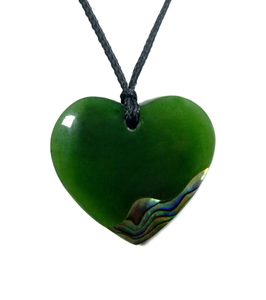 Products: Jade/paua Heart Pendant 30mm