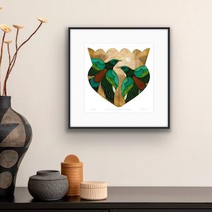 Nz Artist Collections: Kathryn Furniss Print 'Tui and The Moon Vessel'