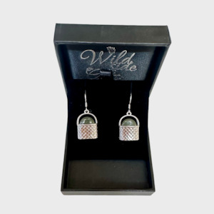 Pounamu: Sterling Silver Kete Earrings with Pounamu