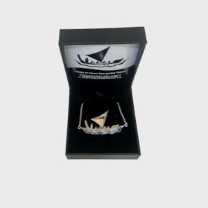 Te Reo: Sterling Silver Enameled Waka Pendant